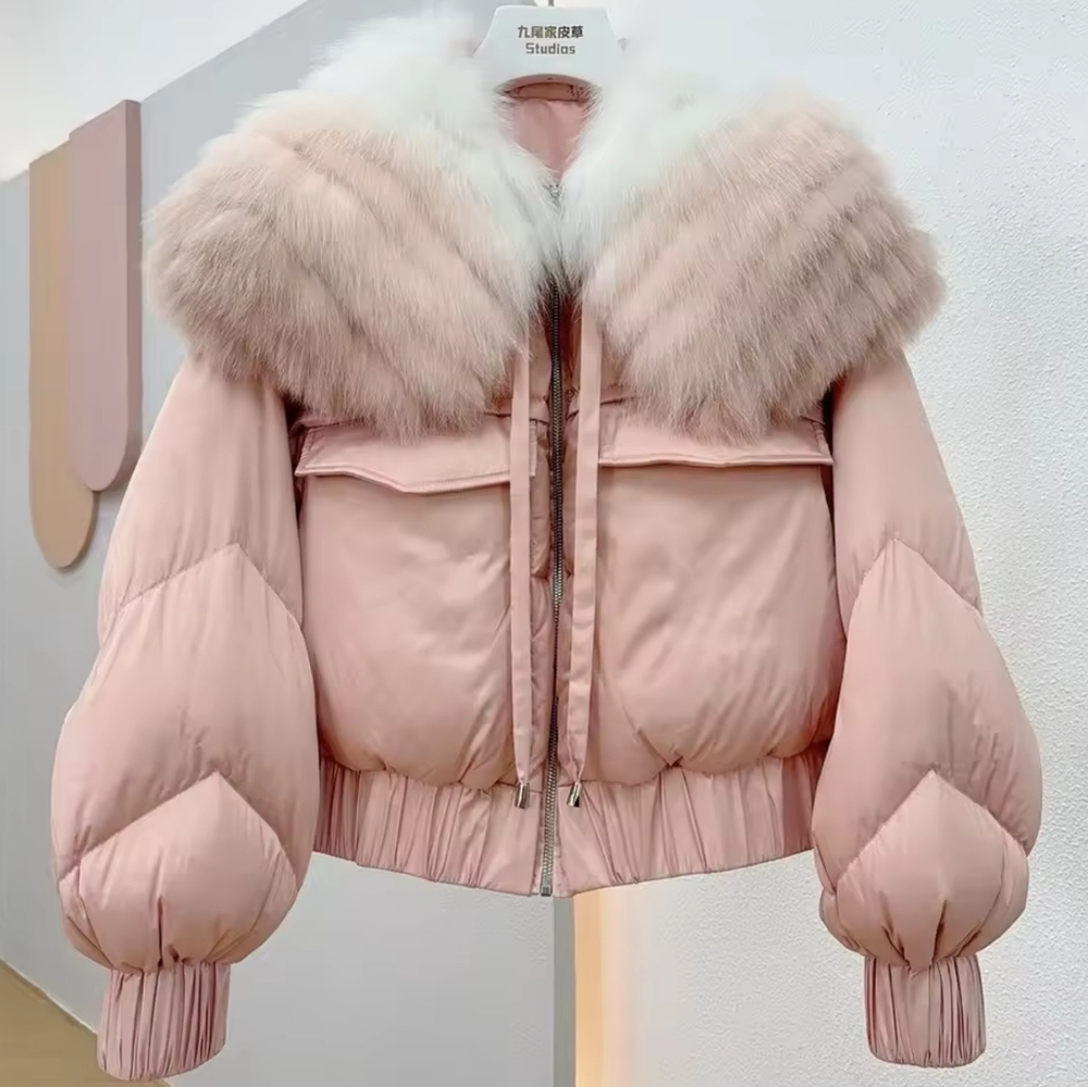 White Goose Down Coat Real Fox Fur Collar Coat Thick Fashion 2025 New Winter - Picture 3 of 12